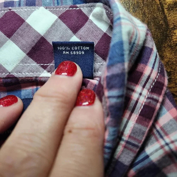 Men's Big & Tall Roundtree & Yorke Casuals Button Long Sleeve Shirt 2X Red Plaid - Picture 7 of 9